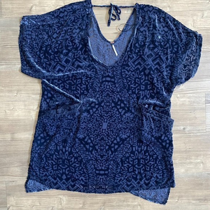Free‎ People XS Room Of Shadows Indigo Burnout Tunic Blue